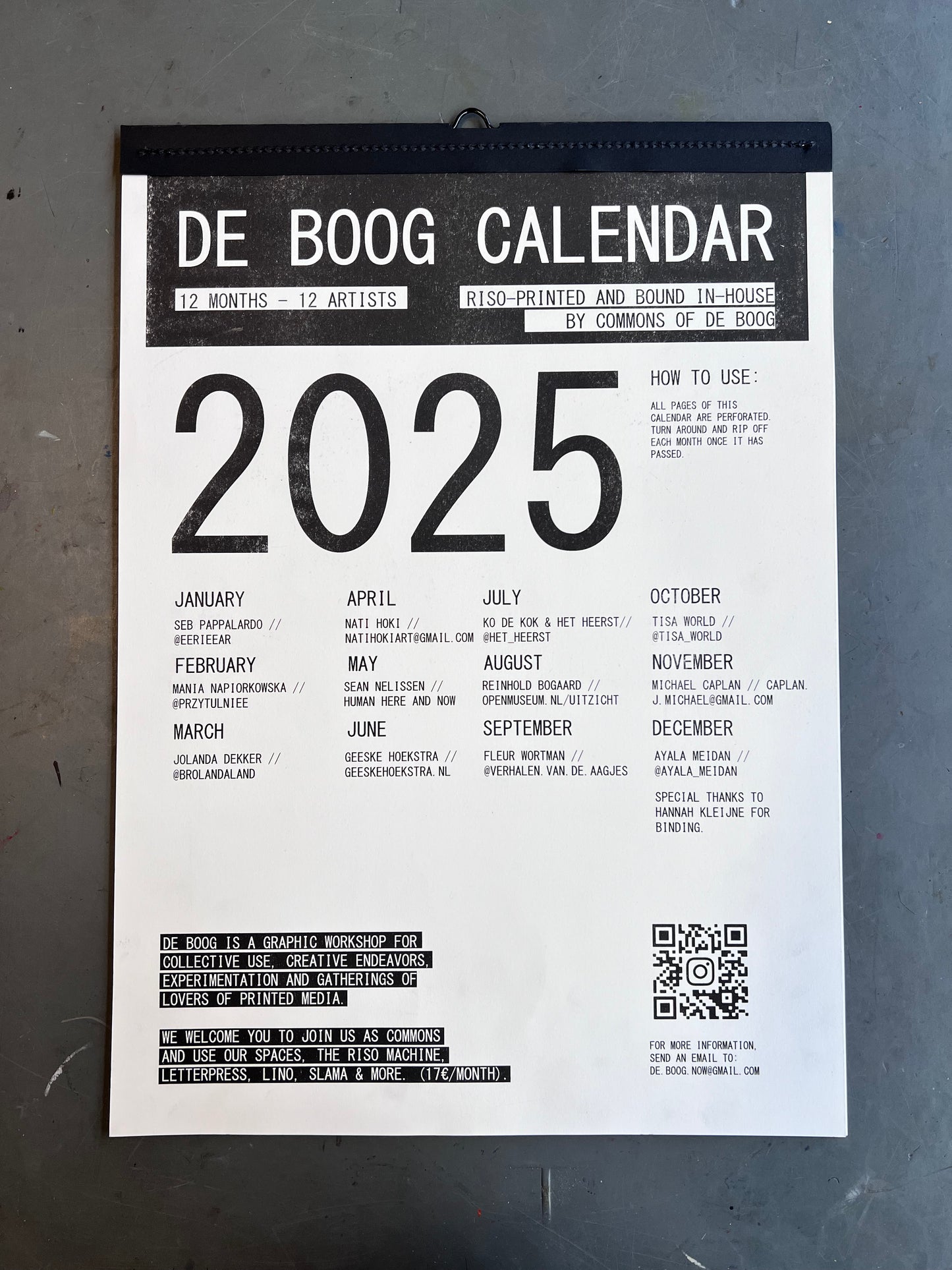 De Boog Risograph Calendar 2025