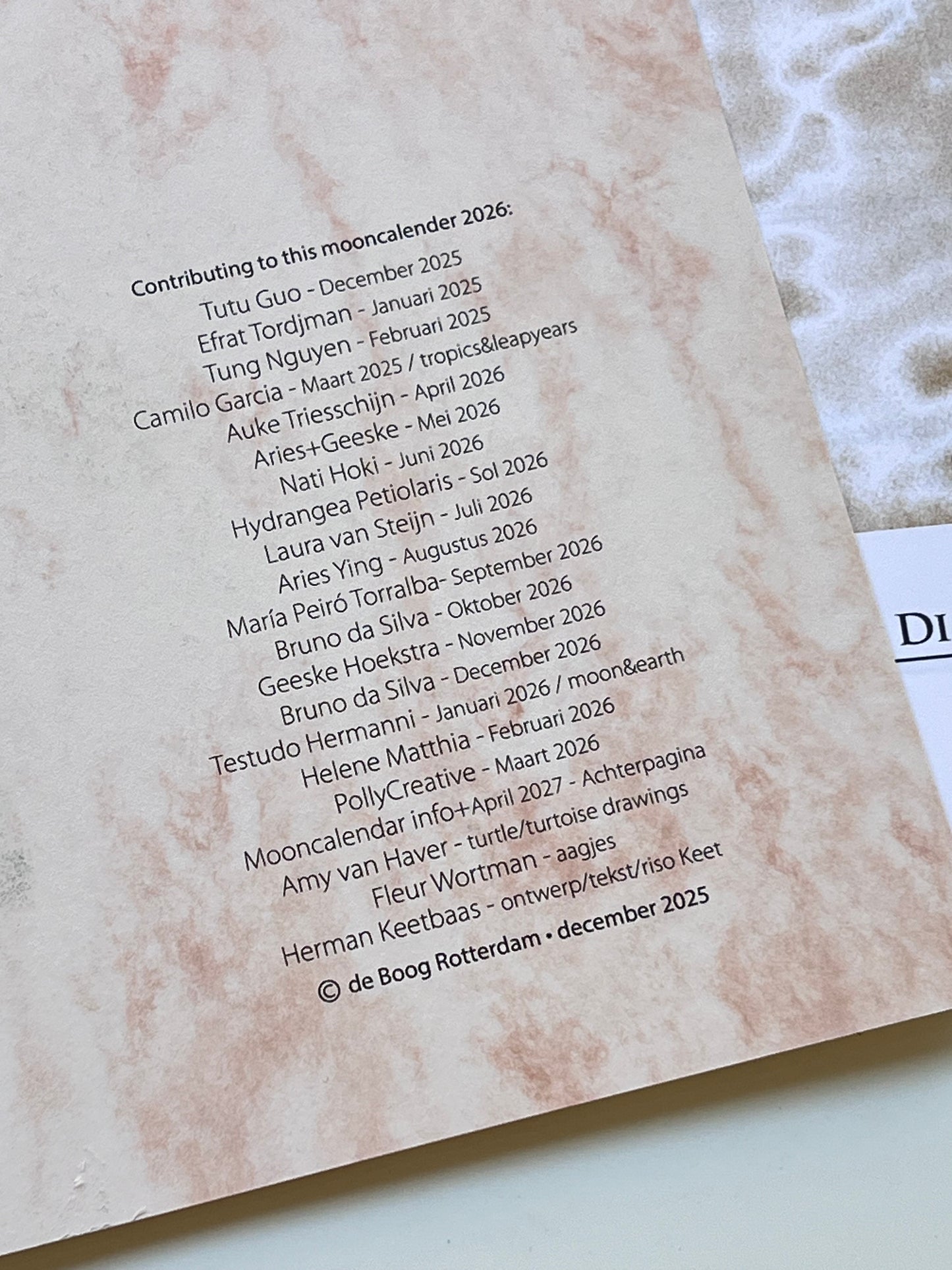 De Boog Moon Calendar 2026